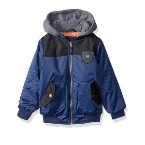 IXTREME Boy's Flight Bomber Jacket W/Hood Insulated Water Resistant Blue Sz 5